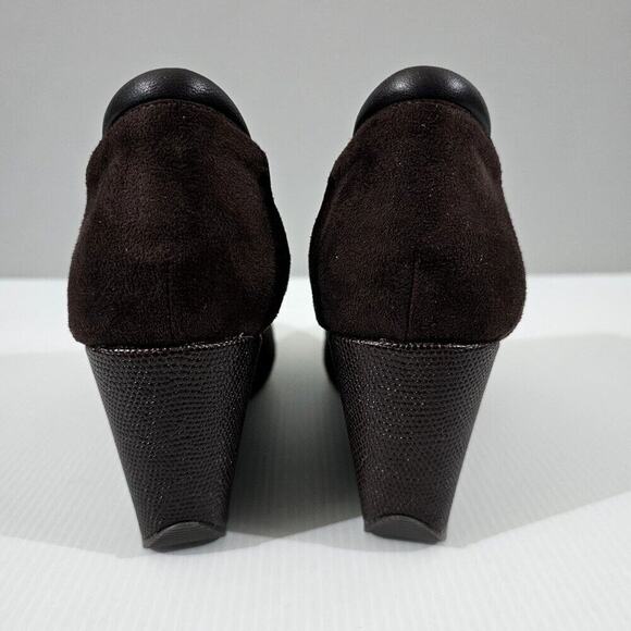 Donald Pliner Tanah Bootie Womens 9.5 Brown Stretch Suede Shootie Fall Wedge - Picture 6 of 14
